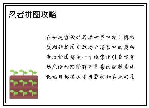 忍者拼图攻略